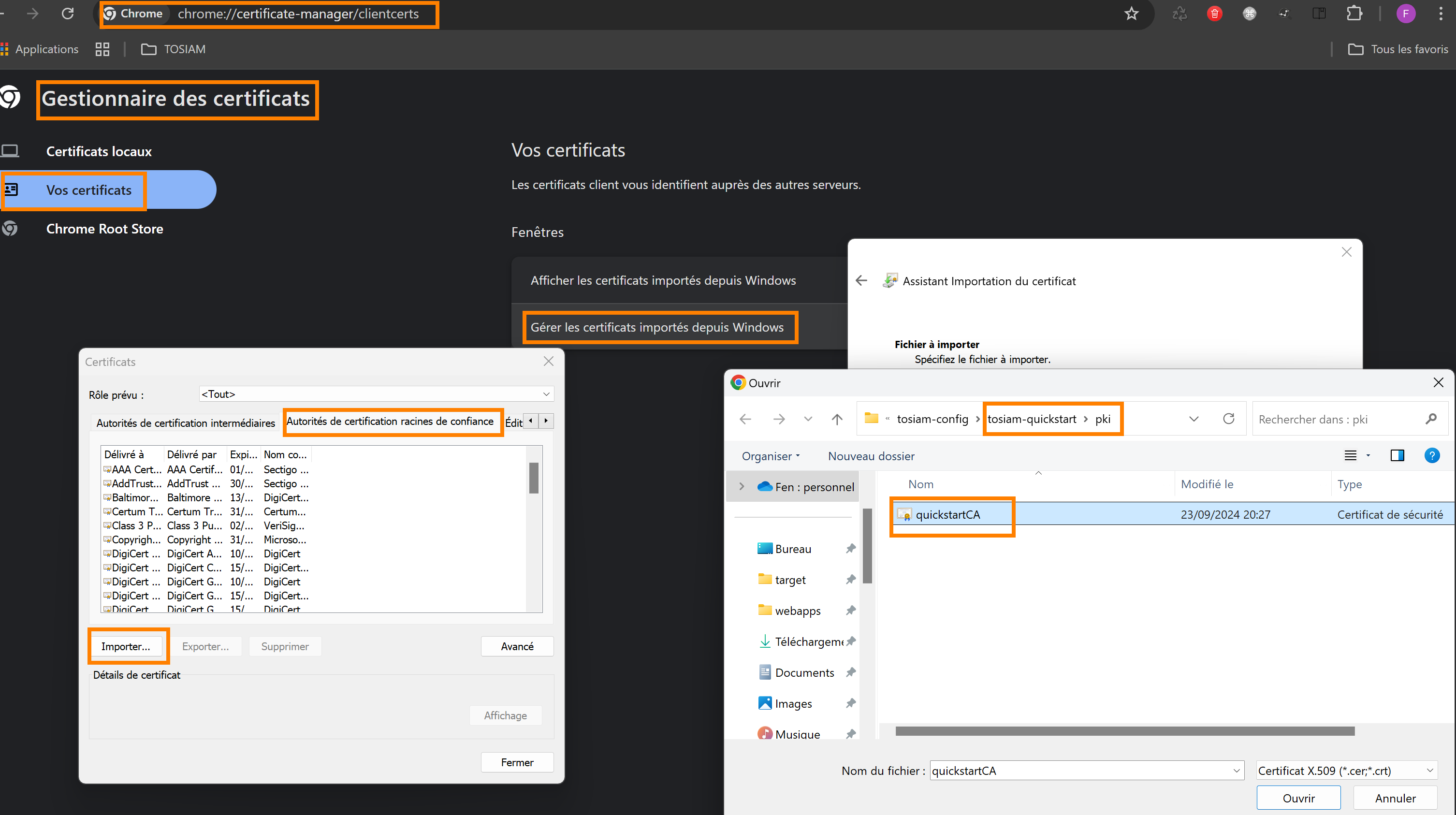 Configuration navigateur certificat
