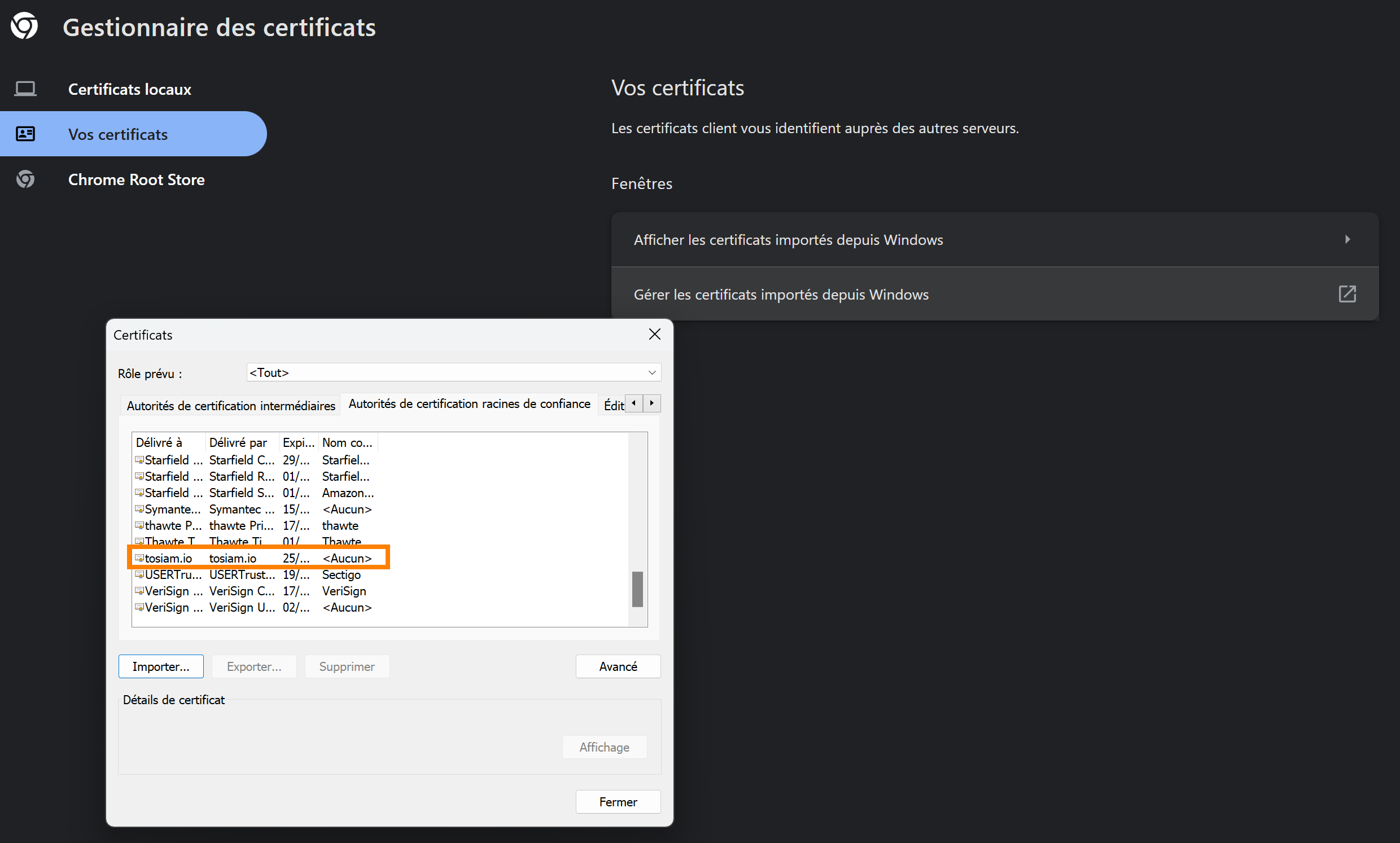 Configuration navigateur certificat
