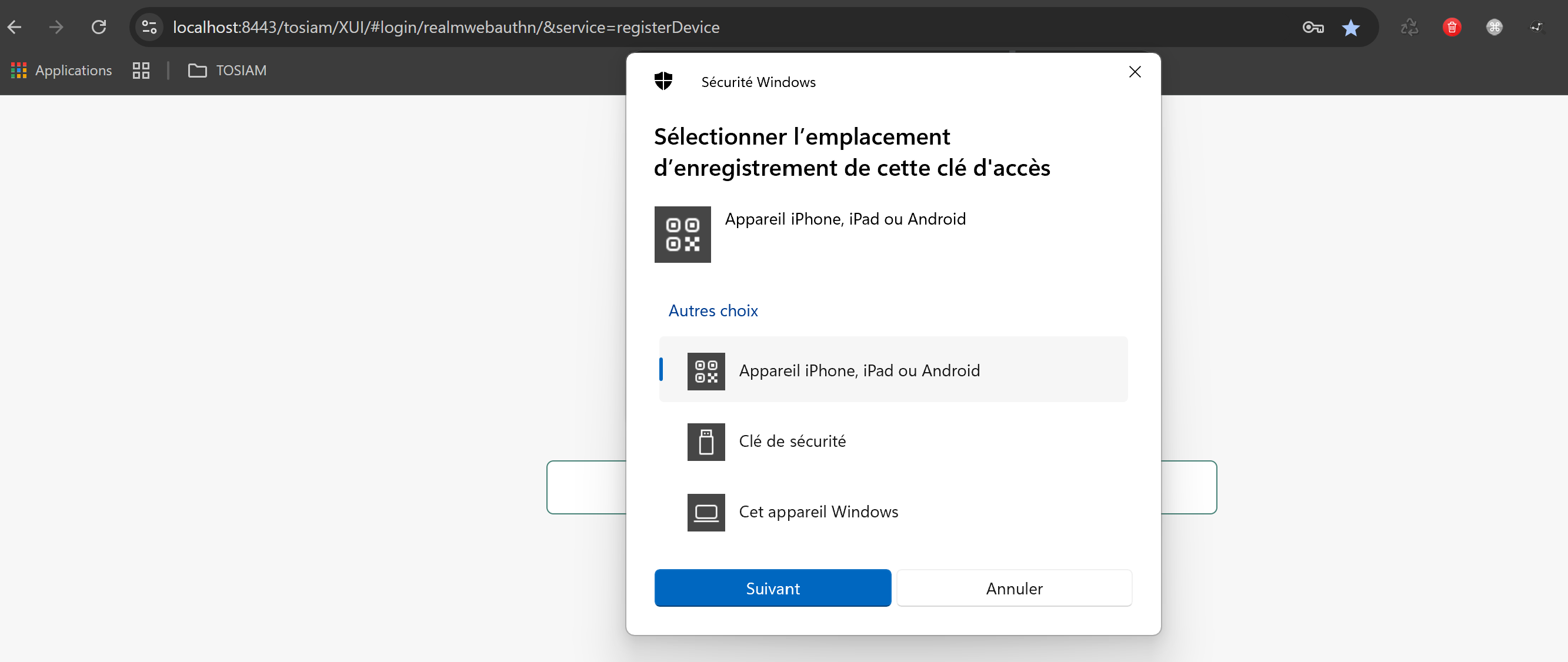 Connexion datastore pour register device