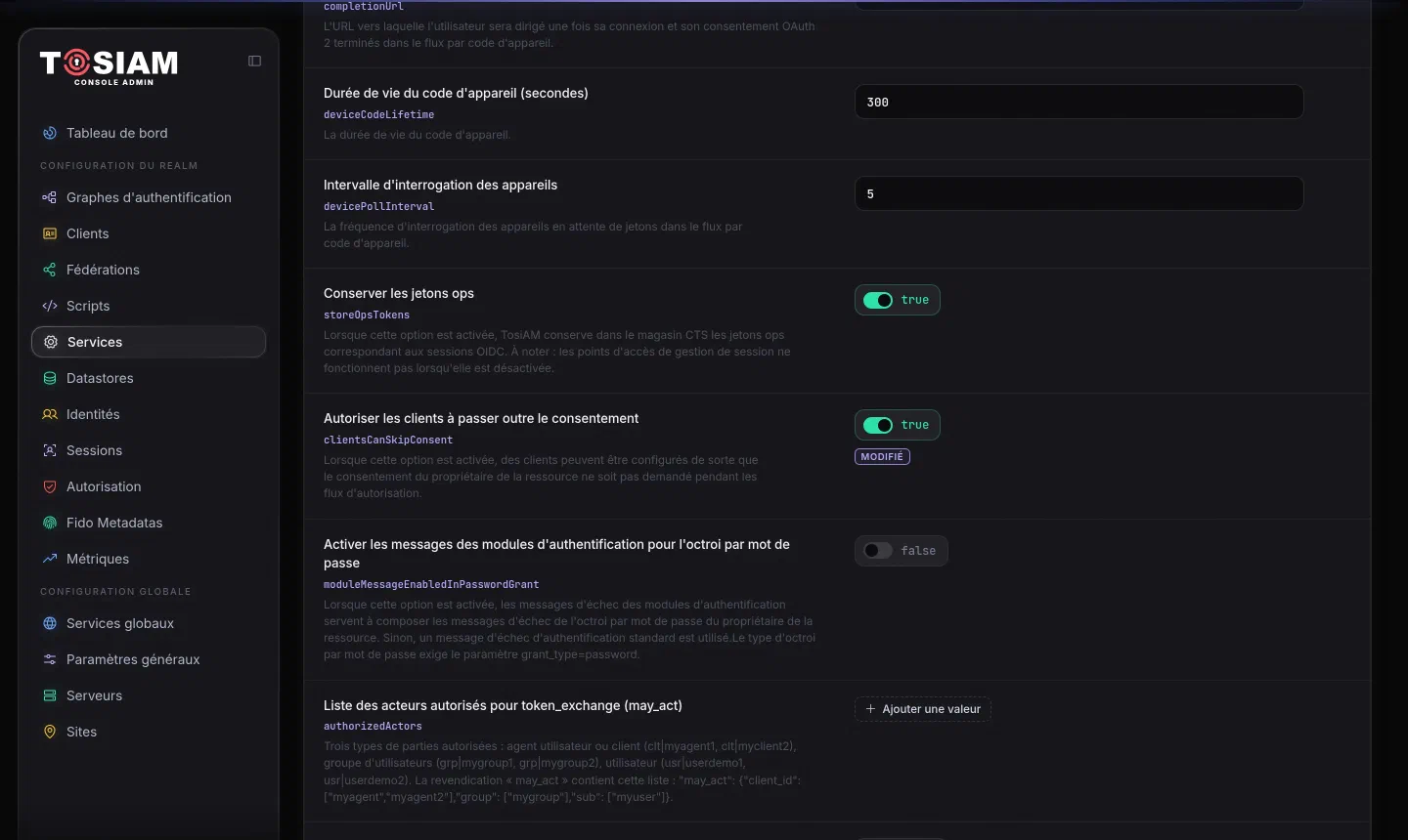 Réglage du fournisseur OAuth2 du royaume ref : Autoriser les clients à passer outre le consentement activé