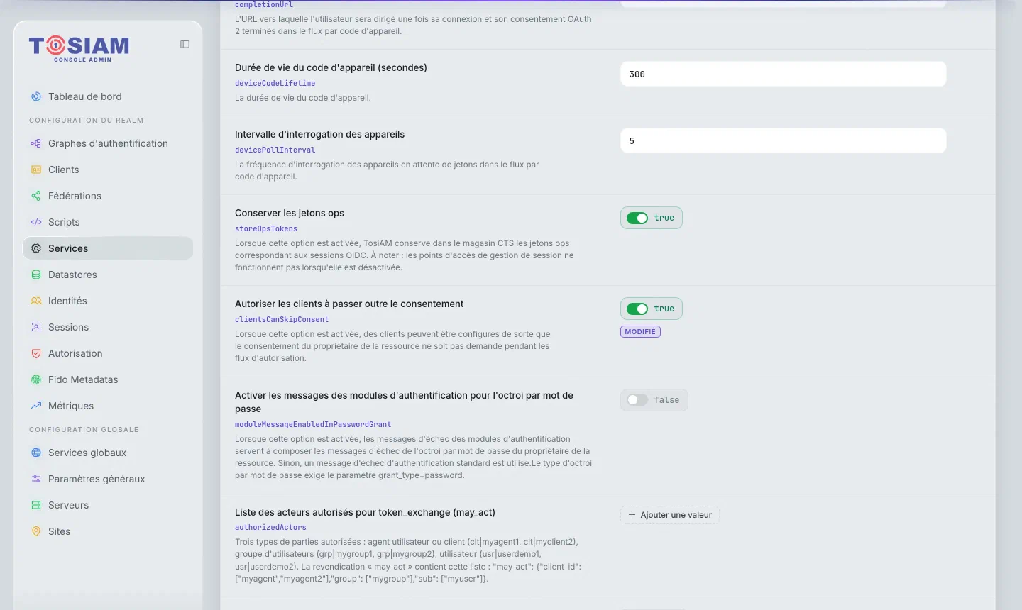 Réglage du fournisseur OAuth2 du royaume ref : Autoriser les clients à passer outre le consentement activé